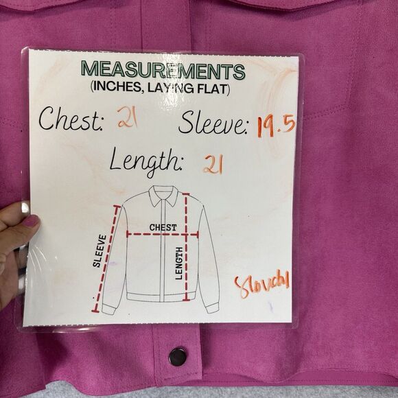 Zara Basic Jacket Women's XS Pink Faux Suede Long Sleeve Snap Front Barbie Biker - Picture 8 of 13